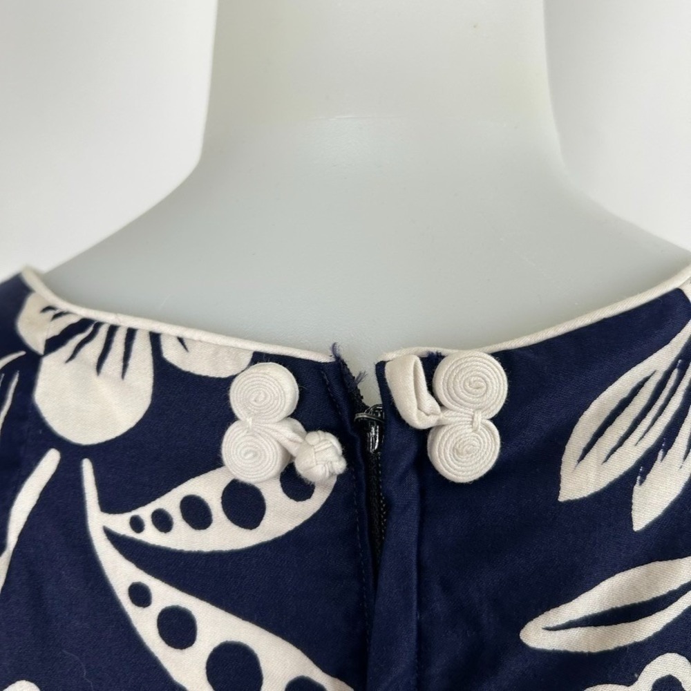 VTG 60Ss 70s Hawaiian Maxi Dress Floral White Navy Blue Side Slits Cotton SZ S - Picture 16 of 16
